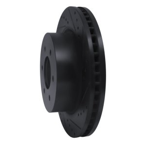 Nissan Titan XD Brake Rotor (1) - Front Right - R1 Concepts - Drilled & Slotted - Black - `16-`24